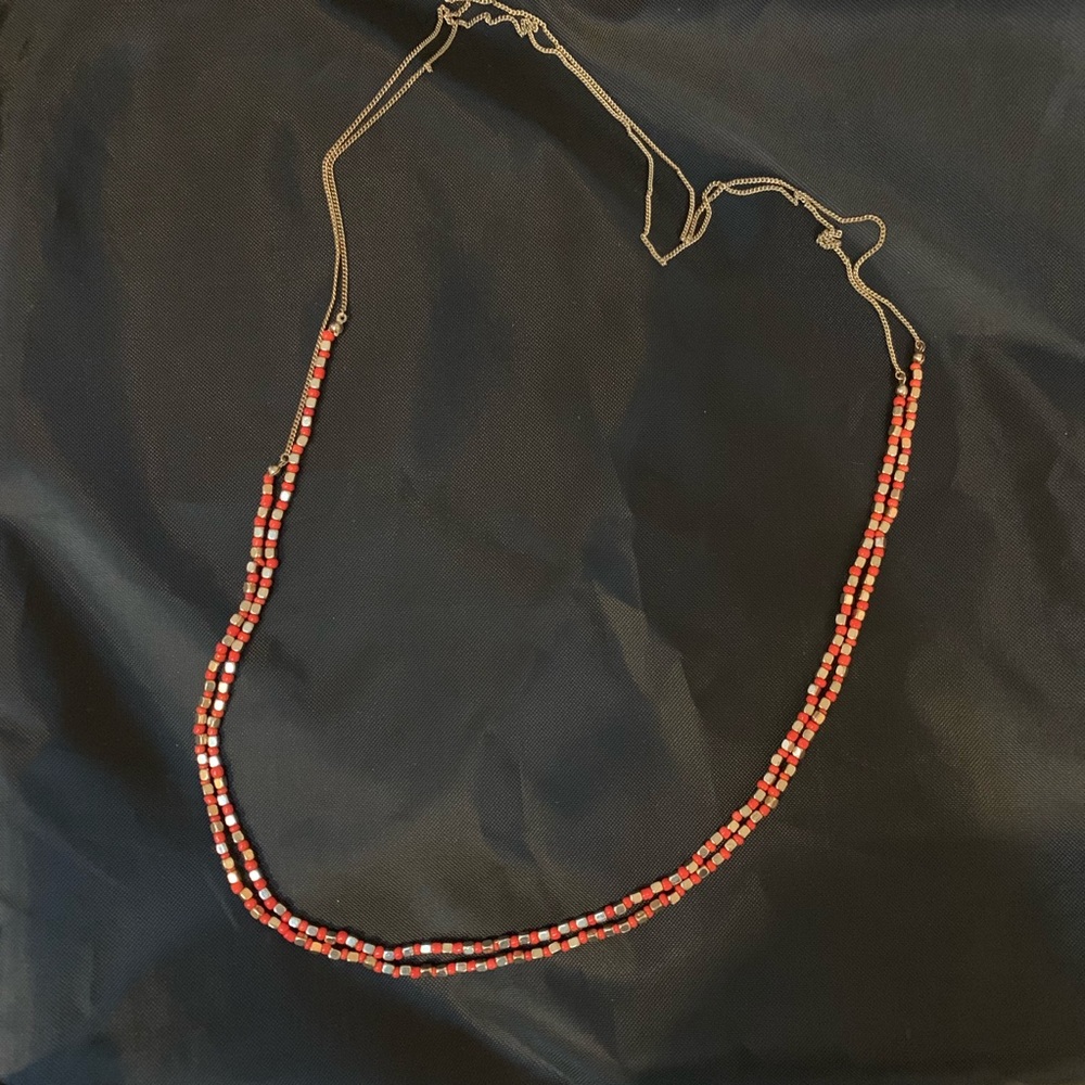 2 Long Red/Gold Necklaces $15 each or $25 for both